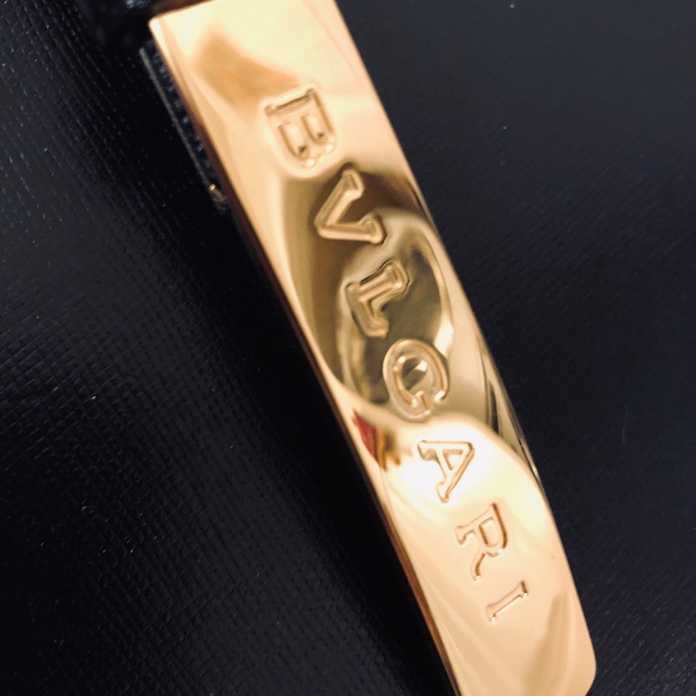 Brand New BVLGARI Leather Belt with GoldTone Logos